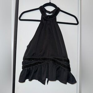Express Embellished Cut-Out Cropped Halter Top